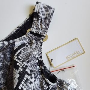 NWT Michael Kors One Shoulder Snakeprint Maillot
